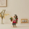 Standing Santa Claus doll in red and grey sweater holding skis and birdhouse - Red Sweater / 30cm