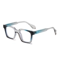Square frame sunglasses in gradient grey to blue matte finish with light blue lenses - Anti-Blue Light Plain Lens / Gradient Blue Frame Anti-Blue Light