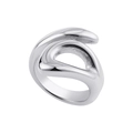 Modern irregular twisted silver ring with polished metallic finish for women - Silver Hollow Open