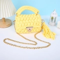 Sac bandoulière chaîne crocheté jaune fait main sac à main élégant mode de printemps - S / Jaune Citron