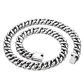 Men's hiphop titanium steel silver Cuban chain necklace with plug buckle closure - Silver Cuban Link Style (KN202656)