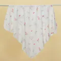 Soft cotton newborn swaddle blanket with white bunny and pink tulip floral print - Tulip Bunny