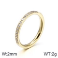 Bague fine 2mm en acier inoxydable doré avec pavé de pierres en zircone cubique - US 6 / Largeur 2mm / Doré