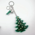 Green Christmas tree keychain with colorful rhinestones and decorative green tassel - Colorful Christmas Tree