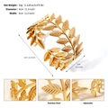 Golden leaf-shaped adjustable stainless steel cuff bracelet with a polished 18K gold finish - Laurel Leaf Style (BS-J5555G)