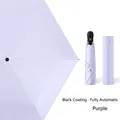 Light purple automatic sun umbrella with black glue coating and matching storage case - Purple (Automatic)