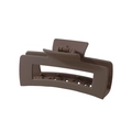 Matte dark brown rectangular hollow hair claw clip with non-slip metal spring design - Matte Rectangular Coffee