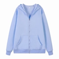 Oversized lichtblauwe hoodie met rits voor tieners met trekkoord en geribde boorden - Lichtblauw
