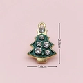 Christmas tree alloy pendant with green enamel and white rhinestones, size 1.6x2.3cm - 2837 Rhinestone Christmas Tree