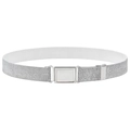 Kids elastic stretch belt with silver glitter fabric and magnetic metal buckle - Silver