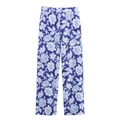 Pantaloni a gamba larga con stampa floreale blu e bianca ed elastico in vita per le vacanze - XS / Pantaloni (Floreale Blu/Bianco)