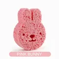 Éponge en pâte de bois rose en forme de lapin pour le bain de bébé et nettoyage du visage - Lapin Rose