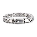 Silbernes Edelstahl-Gliederarmband mit poliertem Karabinerverschluss für Herren - Stil A (KB157949-KFC) / Silber