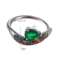 Anello in acciaio placcato oro 18k con zircone verde a goccia e pietre multicolore - US 7 / Colore Argento Zircone Verde