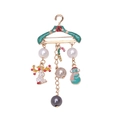 Christmas brooch with green hanger design featuring elk, candy cane, and snowman charms - Christmas Hanger Pendants