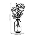 Decoración de pared floral de metal negro con medidas de 30 cm de alto y 13,6 cm de ancho - Estilo A / Negro