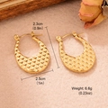 Boucles d'oreilles en forme de U en acier inoxydable doré à texture torsadée - Style 3D Diamant (WGXA0035055021A)