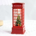 Red Christmas telephone booth lantern with glowing LED light and swirling snowflakes - Telephone Box Water-filled Christmas Tree