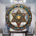 Bohemian style colorful acrylic suncatcher with David star pattern and hanging cord - Hexagram Pattern (39) / 15x15x0.2cm