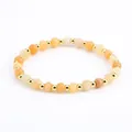 4mm faceted orange stone beaded bracelet with gold plated metal accents for women - Faceted Topaz Jade