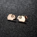 Polished rose gold plated stainless steel ram animal stud earrings for women - Sheep / Rose Gold