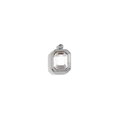Minimalist square geometric pendant with silver frame and clear crystal stone inlay - April (White/Clear) / Steel