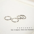 Set di quattro anelli minimalisti in acciaio inossidabile lucido argento, taglia 6 - Misura 6 Anello