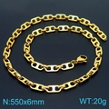 Collana a catena a naso di maiale in acciaio dorato, design ancora lucido 550mm x 6mm - Stile A Collana Naso di Maiale (Larghezza 6mm) / 55cm / Oro