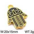 Colgante Mano de Fátima en acabado dorado con esmalte negro, tamaño 20x15mm y peso 3g - Color Dorado (KLJ5712-Z)