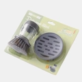 Brosse de cuisine à pression avec distributeur de savon et support de drainage gris - Kit de Brosse à Poils + Base (Emballage Carton)