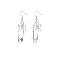Orecchini a forma di spilla da balia con farfalla in argento e design moderno - Argento Antico (Stile Farfalla 3473)