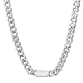 Collana a catena cubana in argento con ciondolo rettangolare in madreperla su sfondo bianco - Argento (Conchiglia bianca)
