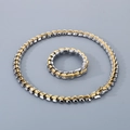 Conjunto cadena de hueso de dragón punk en acero inoxidable bicolor oro y plata - Juego de Joyas Bicolor