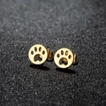 Golden hollow animal paw print stud earrings in minimalist stainless steel style - 438 Gold (Paw Print)