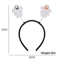 Halloween headband with spring-loaded white ghosts and detailed size measurements - White Ghost Double Spring Style (GG Style)