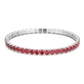 Silver tennis bracelet featuring red cubic zirconia stones in a claw setting - Silver Base Red Zircon (KB164854-Z)