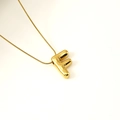 Golden 3D balloon initial F pendant necklace with polished snake chain for women - Letter F(S-P062-F)
