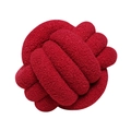 Handmade red knot ball pillow in soft lamb wool fleece for sofa and home decor - Burgundy