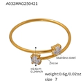 Detailed view of 18k gold plated stainless steel ring with 0.6cm zircon inlay - A032-Gold Color Round Zirconia Ring