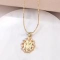 Golden saint medallion necklace with white pearl border on a vintage bead chain - D-Saint Jude Round/Pearl Border