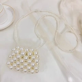 Elegante mini borsa a tracolla in perle avorio per bambine con sottile catena di perle - Squisita Borsa a Tracolla in Perle Bianca