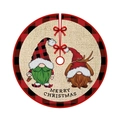 Gonna per albero di Natale con bordo a quadri rossi e neri e gnomi festivi stampati - 90cm / Stile 06