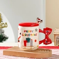 Tazza di Natale in ceramica con manico a fiocco rosso e cucchiaio a forma di renna - Regalo di Natale
