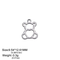 Silver hollow bear charm with heart cutout for DIY jewelry making in stainless steel - Steel Color Heart Bear