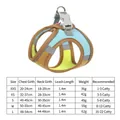 Size chart for breathable reflective pet harness and leash set for dogs and cats - XXS / Yellow+Blue