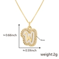 Collana con pendente a lettera W dorata con smalto bianco e bordi in zirconi lucidi - W Oro Ciondolo Solo (Senza Catena)