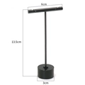 Black metal T-bar earring display stand 13.5cm height for jewelry storage and showcase - Round Base / 6*13.5cm / Black