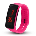Pink LED digital sports watch with silicone strap and red luminous time display - Pink