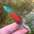 Men's fashion peacock feather brooch with copper pin for formal suits and parties - Green Red Yellow Brown White (Style 5)