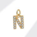 Golden letter N pendant with sparkling cubic zirconia stones for jewelry making - Gold (Letter N)